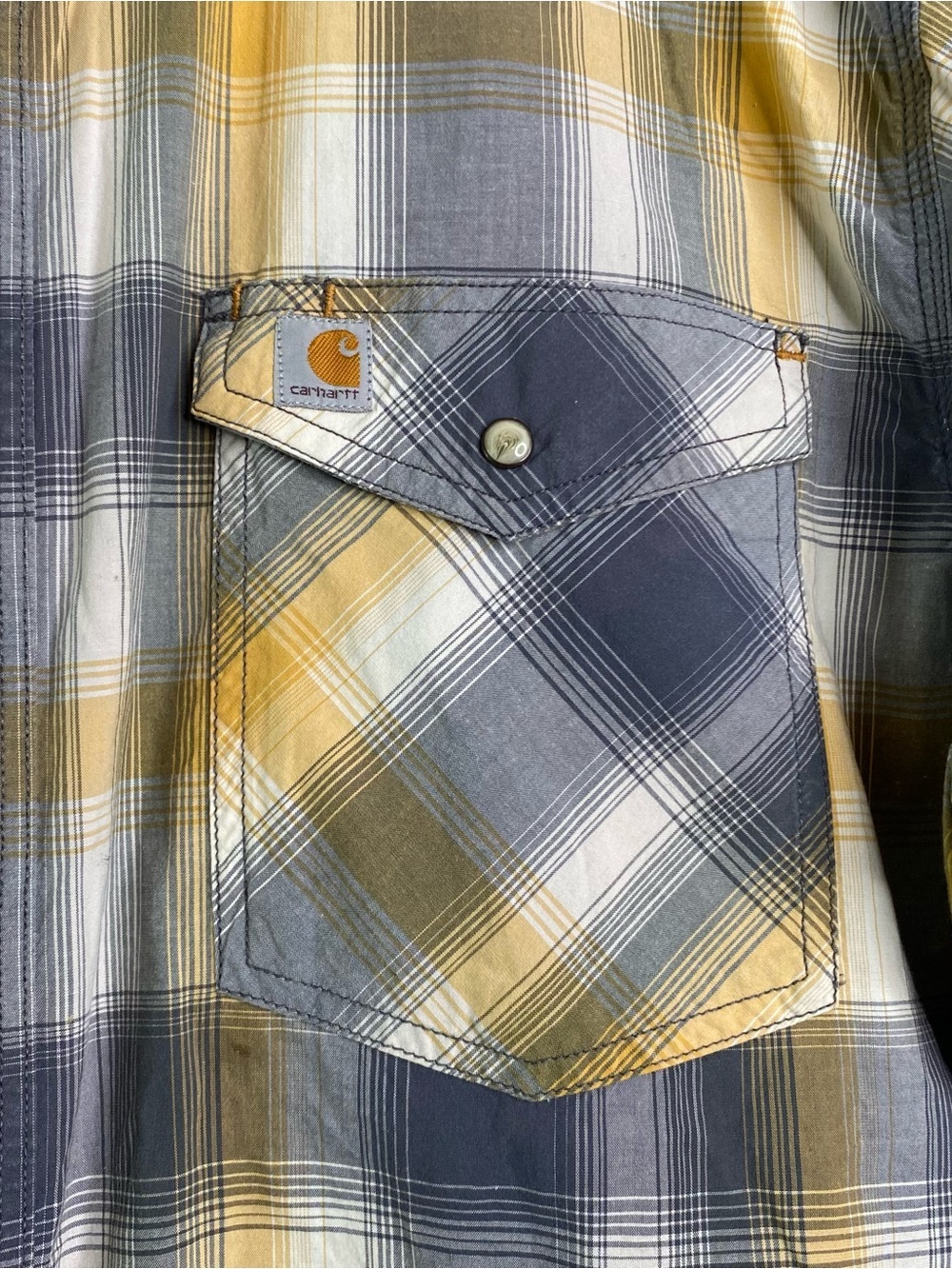 Carhartt Men's Relaxed Fit Short Sleeve Plaid Pearl Snap Pocket Shirt 2XL - Picture 6 of 9